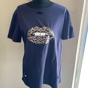 Distressed Leopard Lips Tee